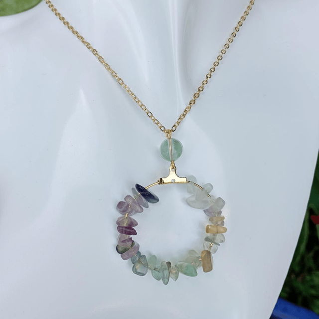 Fluorite Gold Earrings and Necklace set