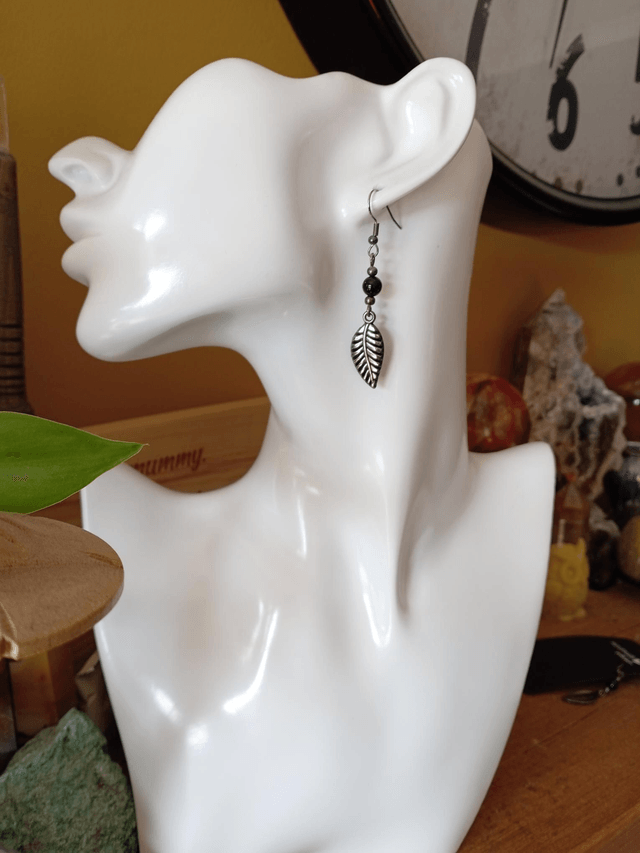 Green Goldstone Bead Sterling Silver Earrings