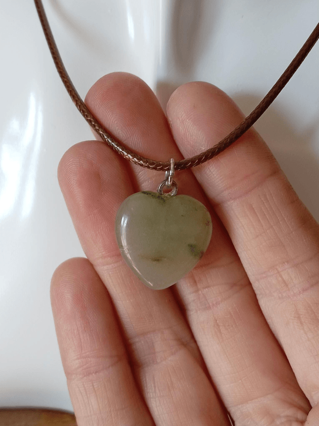 Prehnite Heart Crystal Necklace