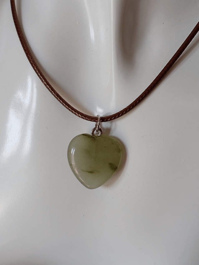 Prehnite Heart Crystal Necklace