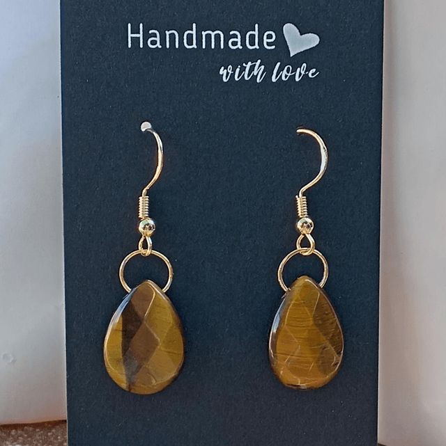 Tigers Eye Gold Earrings