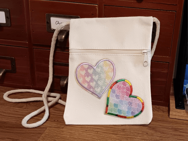 Kids pink two hearts mini handbag
