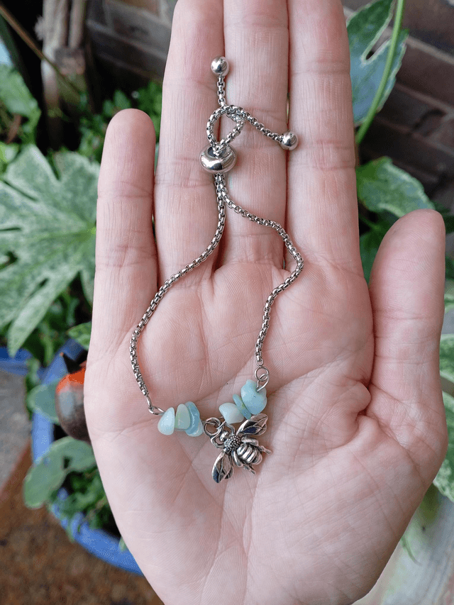 Amazonite Crystal Sterling Silver Drawstring Bracelet