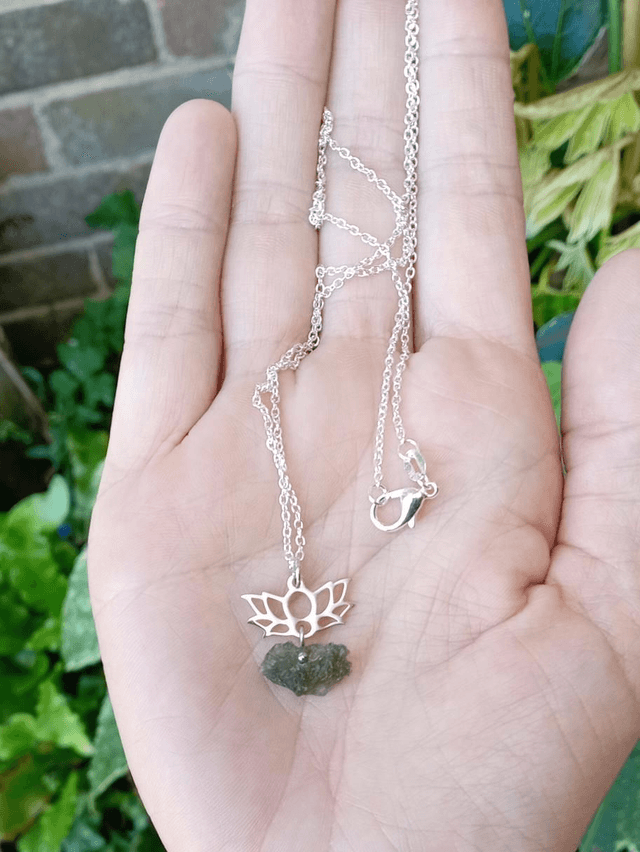 Genuine Moldivite Sterling Silver Necklace