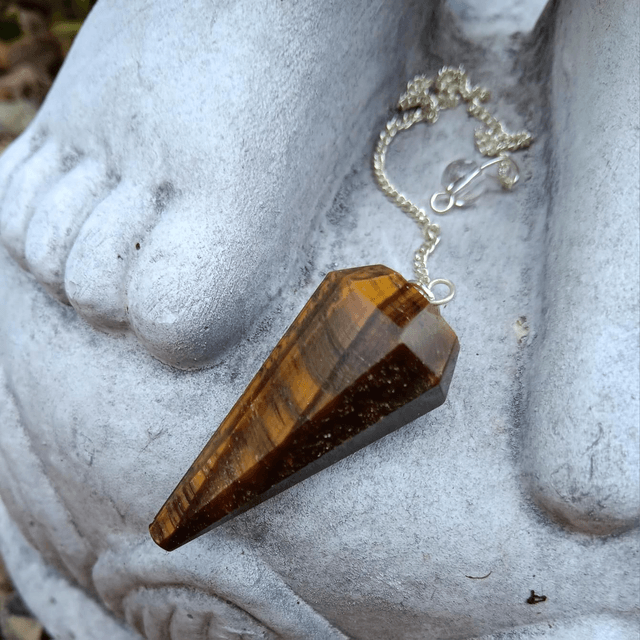 Gold Tiger's Eye Faceted Crystal Pendulum