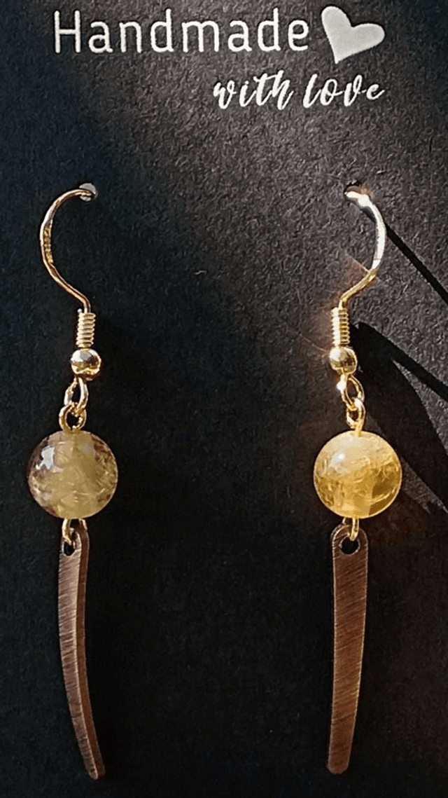 Citrine Bead Gold Earrings