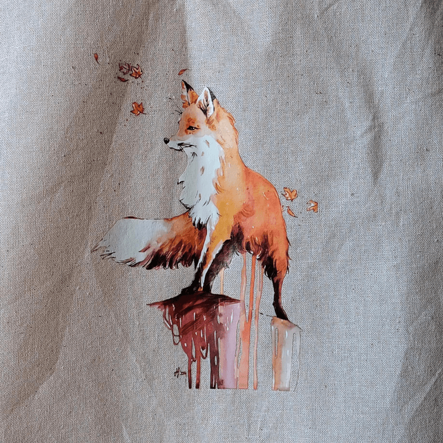 Fox Design Printed Cotton Tote Bag